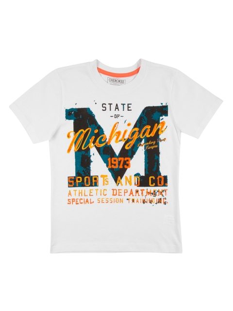 

Cherokee Boys White Printed Round Neck T-shirt