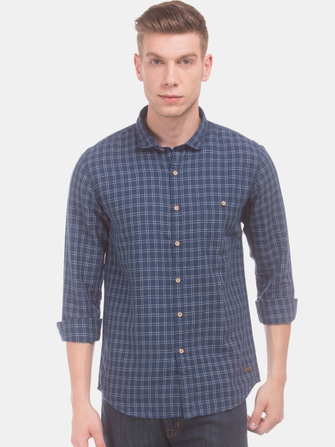 

Cherokee Men Navy Blue Regular Fit Checked Casual Shirt