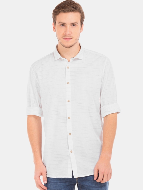 

Cherokee Men White Regular Fit Striped Casual Shirt