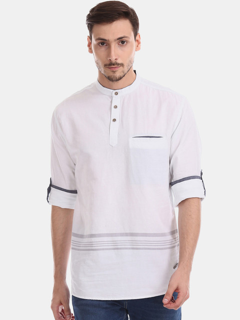 

Cherokee Men White Regular Fit Striped Casual Shirt