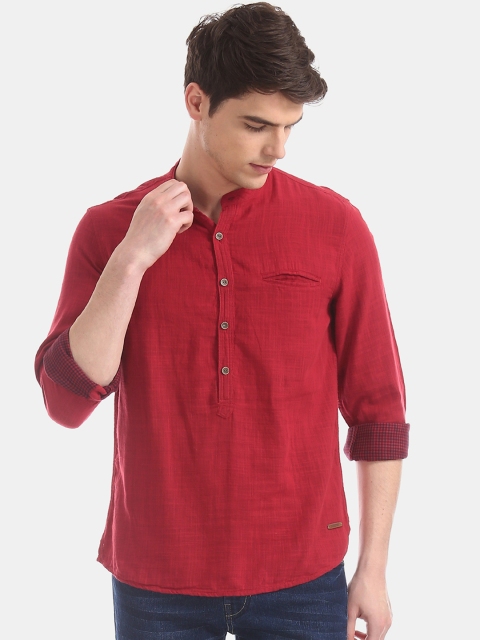 

Cherokee Men Red Regular Fit Solid Casual Shirt