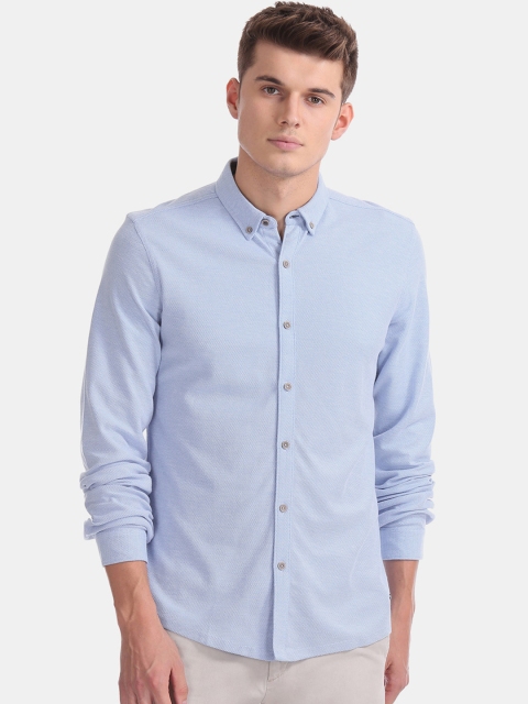 

Cherokee Men Blue Regular Fit Self Design Casual Shirt