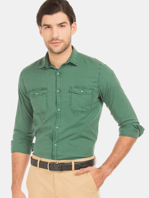 

Cherokee Men Green Regular Fit Solid Formal Shirt
