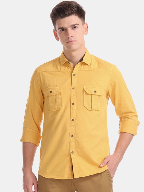 

Cherokee Men Mustard Yellow Regular Fit Solid Casual Shirt