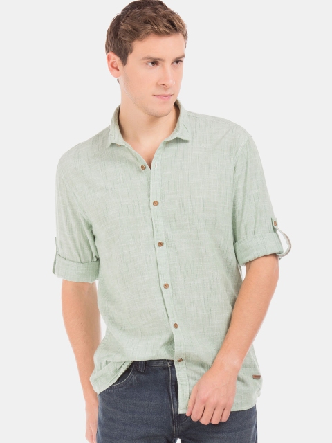 

Cherokee Men Green Regular Fit Self Design Casual Shirt