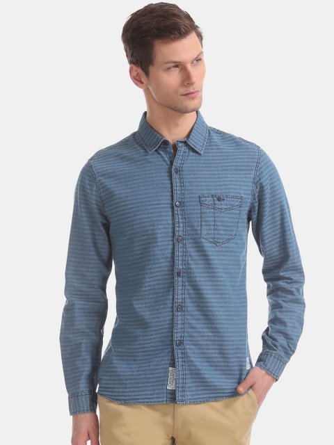 

Cherokee Men Blue Regular Fit Striped Casual Shirt