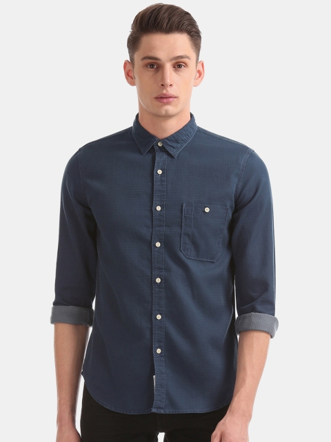 

Cherokee Men Navy Blue Slim Fit Solid Casual Shirt