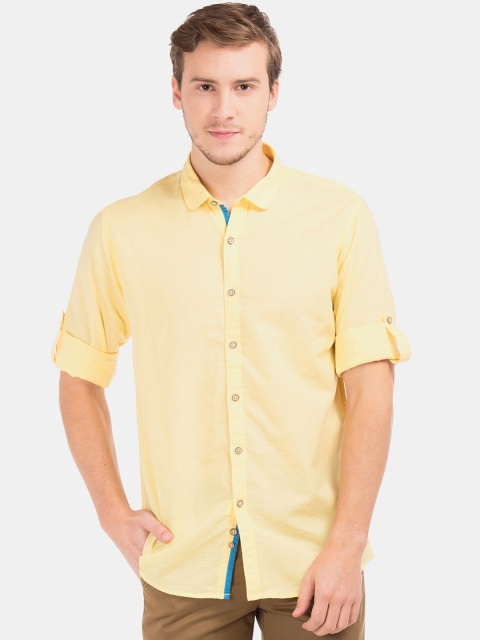 

Cherokee Men Yellow Regular Fit Solid Casual Shirt