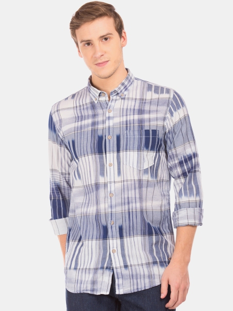 

Cherokee Men Blue & White Regular Fit Checked Casual Shirt