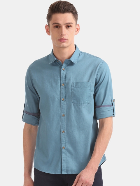 

Cherokee Men Blue Regular Fit Solid Casual Shirt