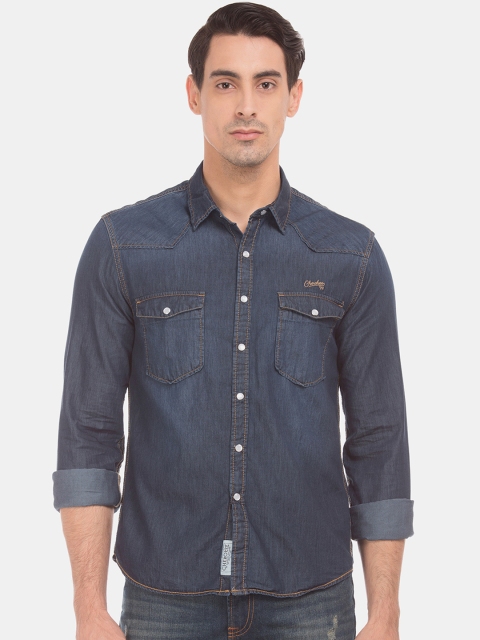 

Cherokee Men Blue Regular Fit Faded Casual Denim Shirt