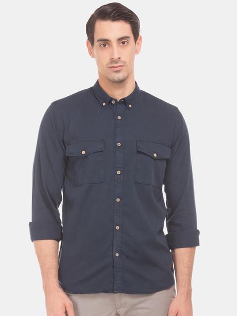 

Cherokee Men Blue Regular Fit Solid Casual Shirt