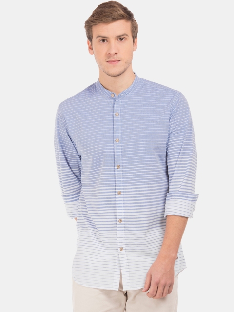 

Cherokee Men Blue & White Regular Fit Striped Casual Shirt