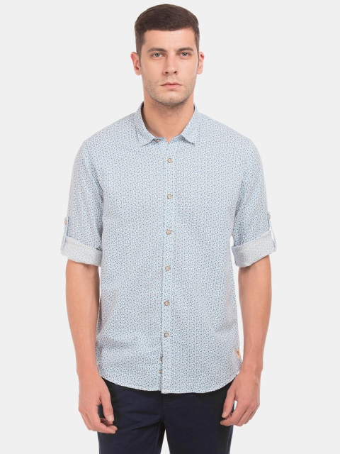 

Cherokee Men Off-White & Blue Regular Fit Printed Casual Shirt