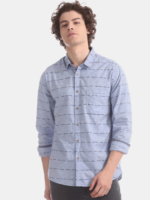 

Cherokee Men Blue Regular Fit Striped Casual Shirt