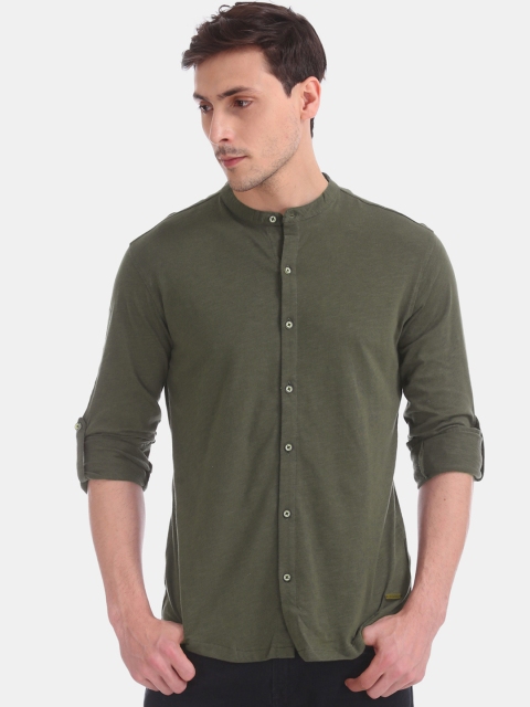 

Cherokee Men Olive Green Regular Fit Solid Casual Shirt