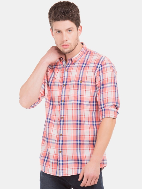 

Cherokee Men Orange & White Contemporary Fit Checked Casual Shirt