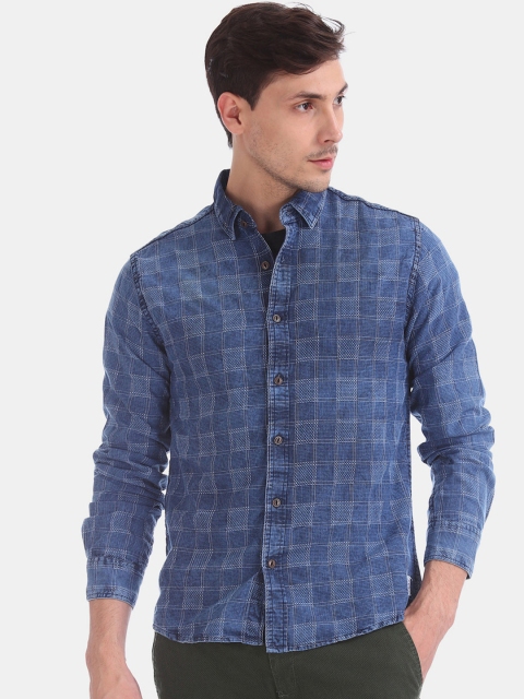 

Cherokee Men Blue Slim Fit Checked Casual Shirt