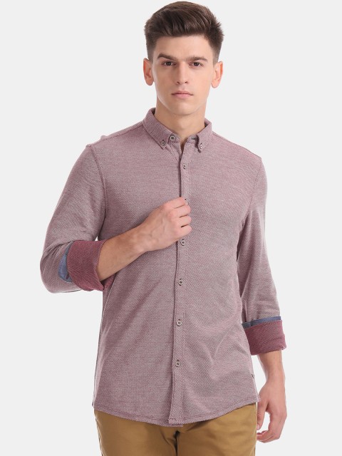 

Cherokee Men Maroon Regular Fit Self Design Casual Shirt
