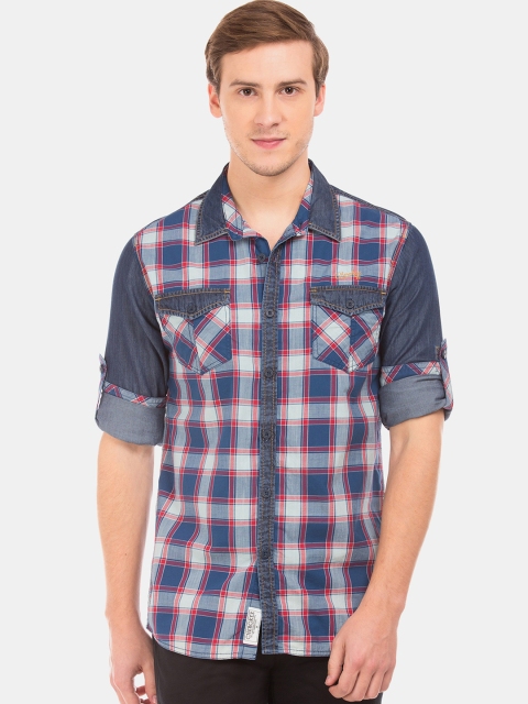 

Cherokee Men Blue & Red Slim Fit Checked Casual Shirt