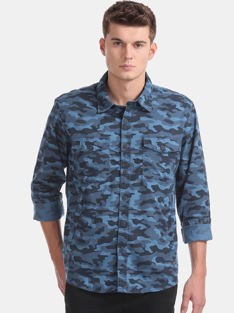 

Cherokee Men Blue & Grey Regular Fit Printed Casual Shirt
