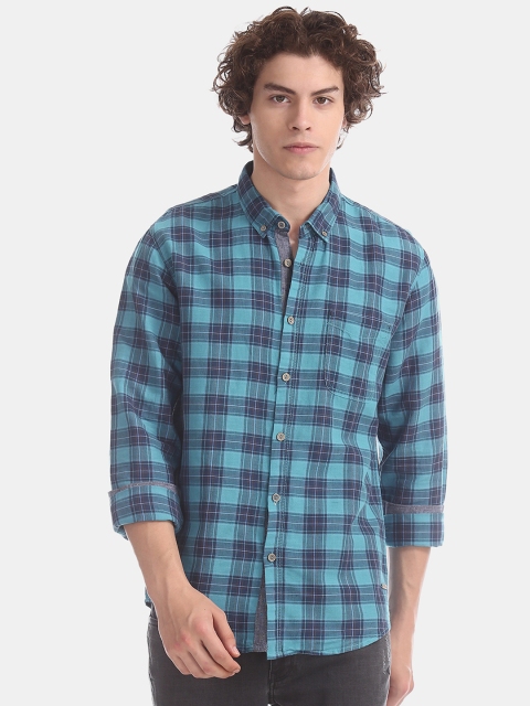 

Cherokee Men Blue Regular Fit Checked Casual Shirt
