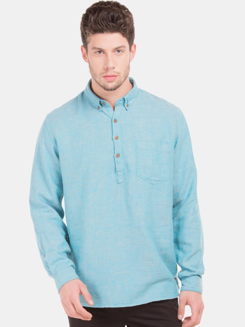 

Cherokee Men Turquoise Blue Regular Fit Solid Casual Shirt