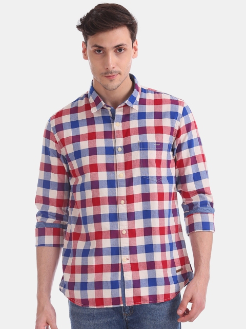 

Cherokee Men Red & Blue Regular Fit Checked Casual Shirt