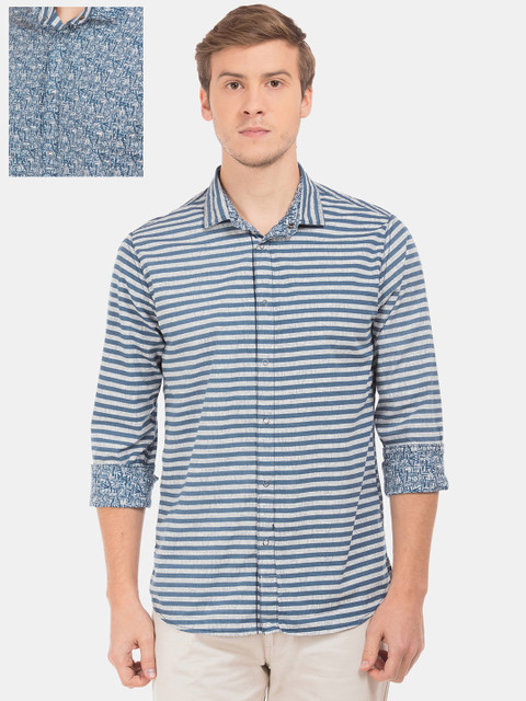 

Cherokee Men Navy Blue & Off-White Regular Fit Printed Casual Reversible Shirt