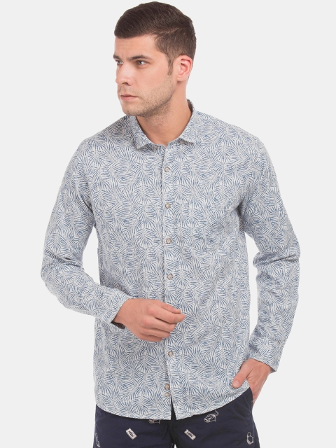 

Cherokee Men Blue & White Slim Fit Printed Casual Shirt