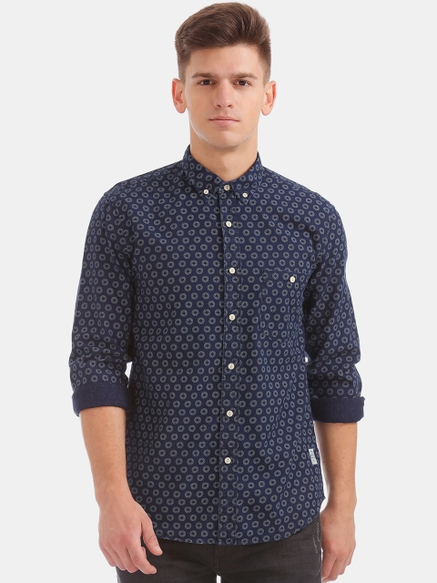 

Cherokee Men Navy Blue Regular Fit Printed Casual Shirt