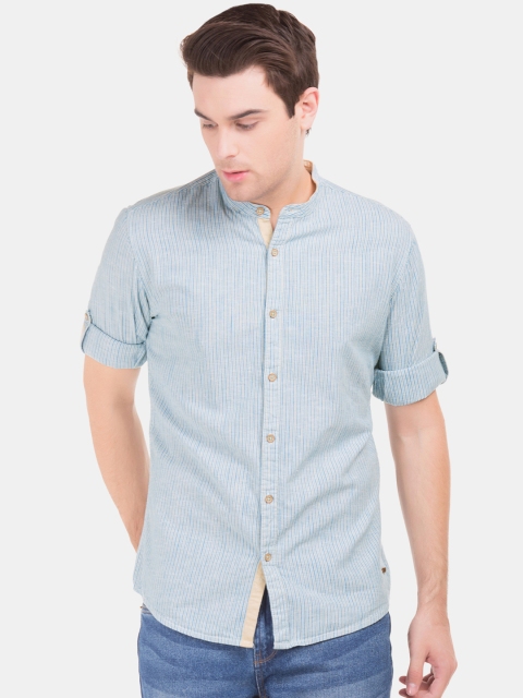 

Cherokee Men Blue Regular Fit Striped Casual Shirt