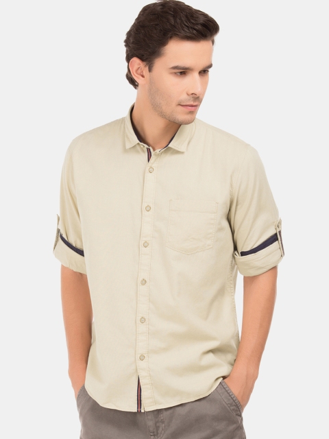 

Cherokee Men Beige Regular Fit Solid Casual Shirt