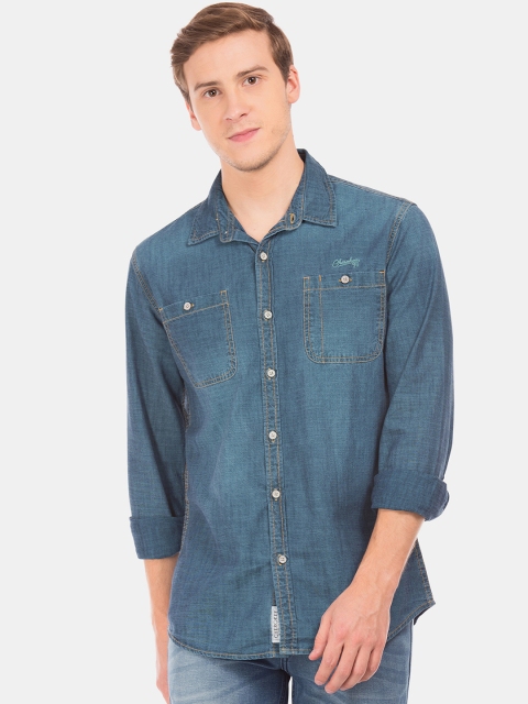 

Cherokee Men Blue Slim Fit Faded Chambray Casual Shirt