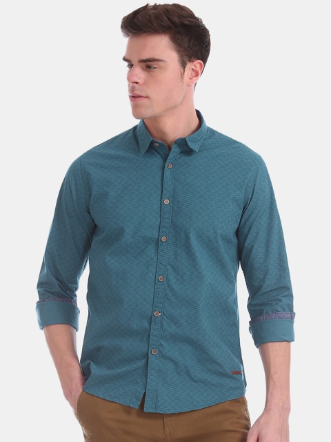 

Cherokee Men Teal Blue Regular Fit Printed Casual Shirt