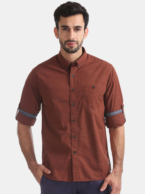 

Cherokee Men Rust Regular Fit Solid Casual Shirt