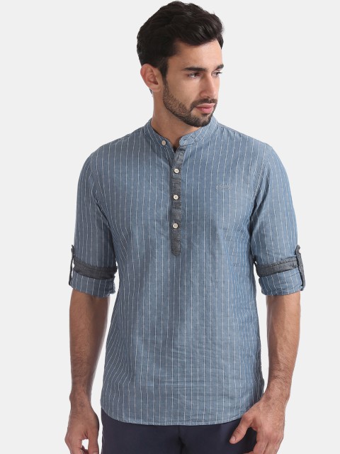 

Cherokee Men Blue & White Striped Casual Shirt