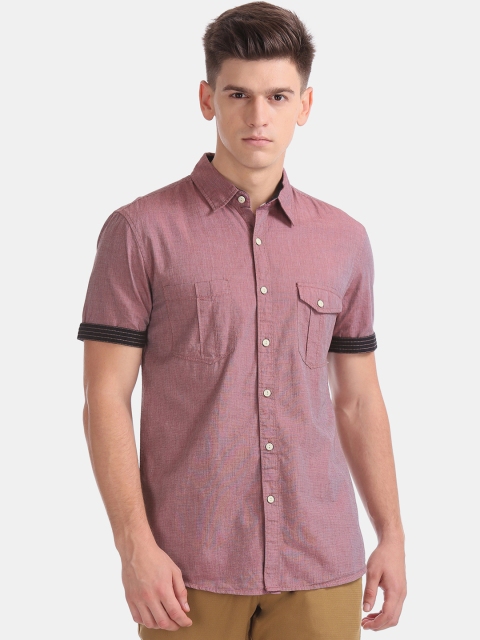 

Cherokee Men Red Regular Fit Solid Casual Shirt