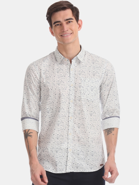 

Cherokee Men White Regular Fit Printed Casual Shirt