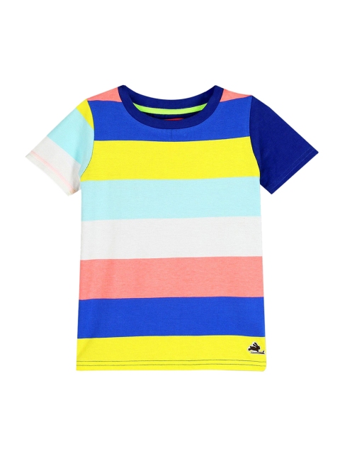 

Cherry Crumble Unisex Kids Multicoloured Striped Round Neck T-shirt, Multi