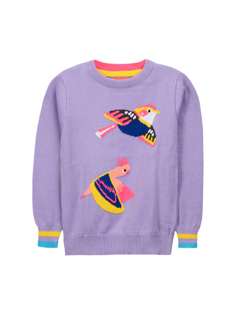 

Cherry Crumble Girls Purple Self Design Pullover Sweater