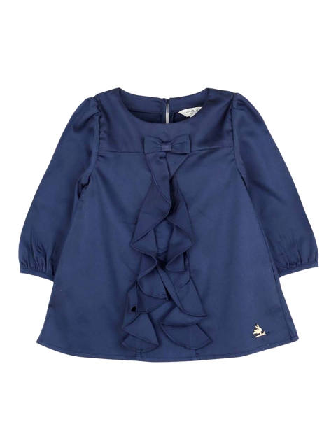

Cherry Crumble Girls Navy Blue Solid A-Line Top