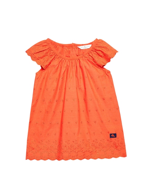 

Cherry Crumble Girls Orange Self Design A-Line Top