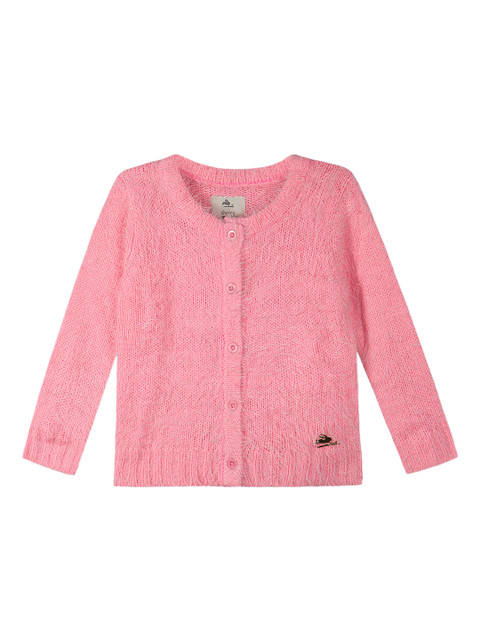 

Cherry Crumble Girls Pink Solid Cardigan Sweater