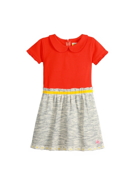 

Cherry Crumble Girls Red & Grey Colourblocked T-shirt Dress