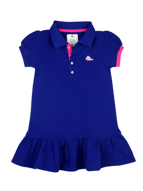 

Cherry Crumble Girls Blue Solid T-shirt Dress