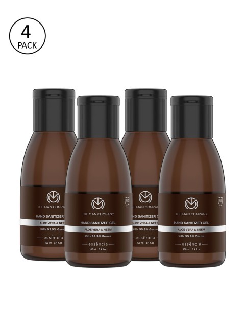 

THE MAN COMPANY Set Of 4 Aloe Vera and Neem Hand Sanitizer with 72.5% Alcohol 100 ml each, Brown