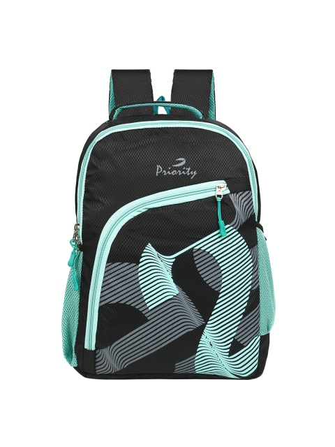 

Priority Unisex Blue & Black Alphanumeric Backpack