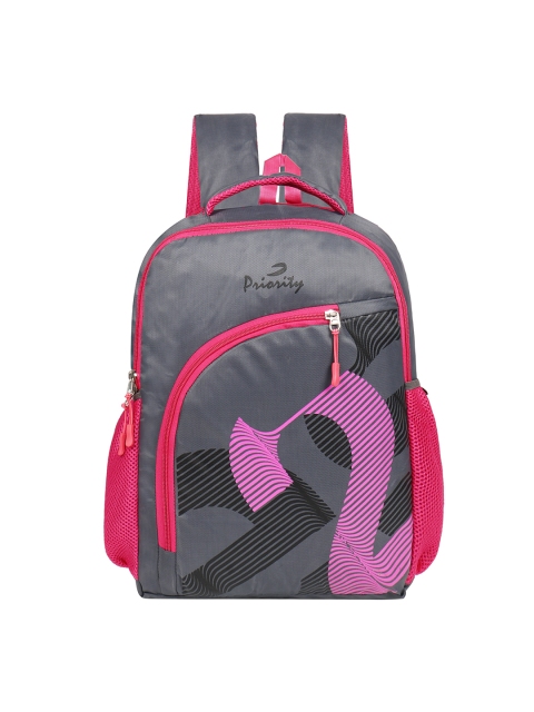 

Priority Boys Charcoal Grey & Pink Alphanumeric Printed Backpack