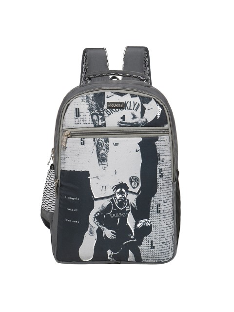 

Priority Unisex Charcoal Grey & Black Graphic Printed Backpack